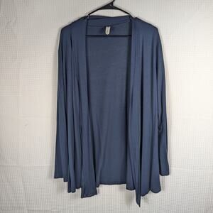 Sofra Open Front Cardigan Blue Long Sleeve Lightweight Layering Top Womens